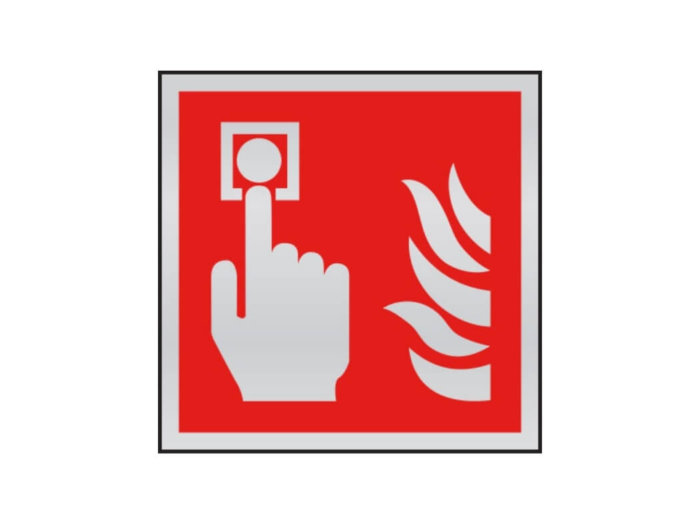 Fire alarm call point. anodised aluminium sign