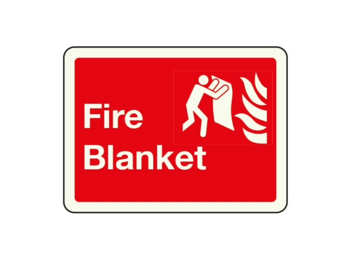 Fire blanket sign in photoluminescent sign