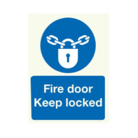 Fire door Keep locked (with symbol) in photoluminescent sign
