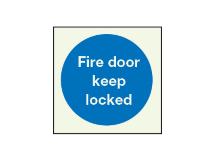 Fire door keep locked in photoluminescent sign