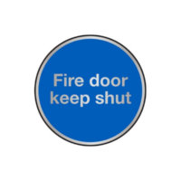 Fire door keep shut brushes stainless steel sign