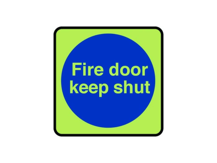 Fire door keep shut in photoluminescent sign