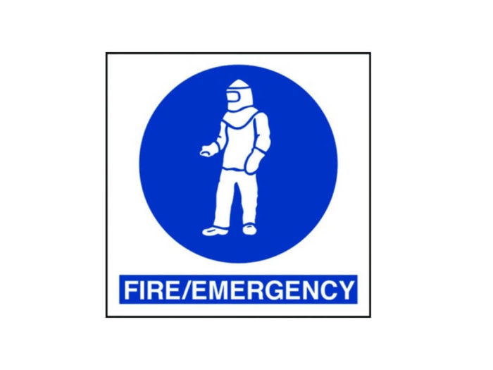 Fire emergency NBC suit sign