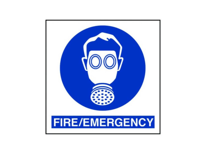Fire emergency respirator sign