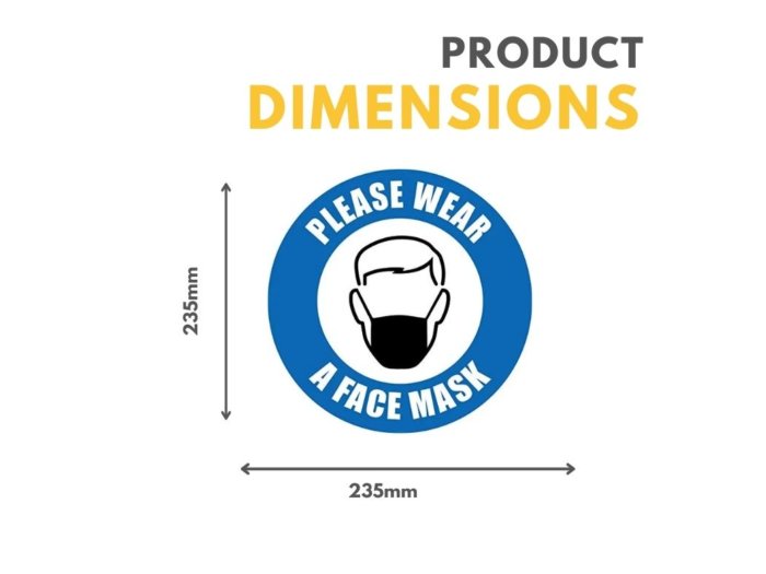 Please Wear A Face Mask Adhesive Sign - 235mm Diameter