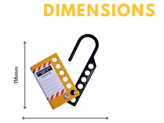 25mm Stainless Steel Lockout Hasp (Black & Yellow) Dimensions