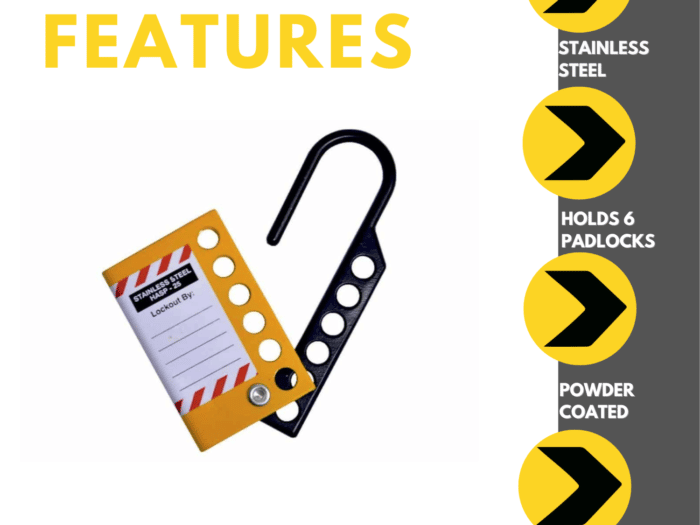 25mm Stainless Steel Lockout Hasp (Black & Yellow) Features and Beneifts