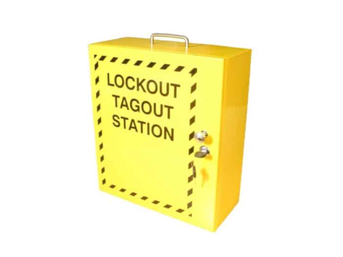 Yellow Lockout Cabinet Closed