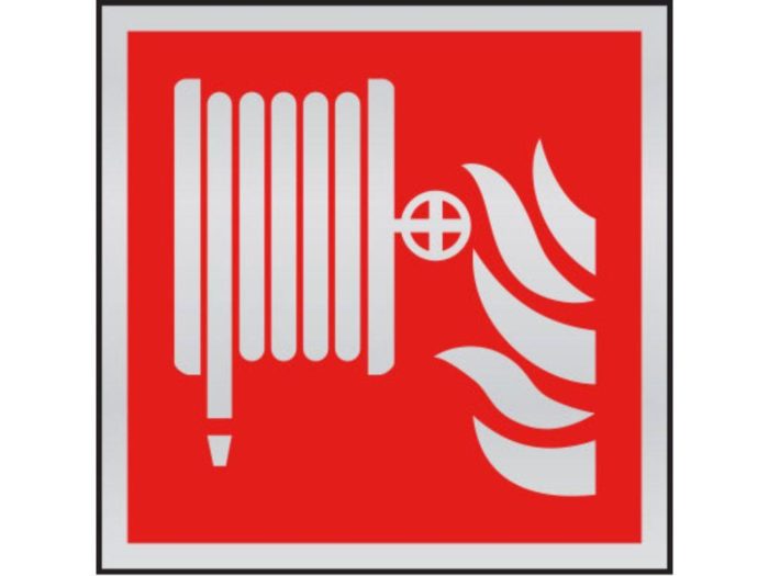 Fire hose symbol anodised aluminium sign