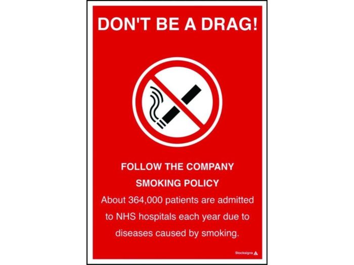 Follow the company smoking policy poster ISO7010 symbol