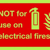 For use on electrical fires Extinguisher sign in photoluminescent sign