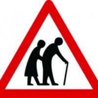 Frail/disabled pedestrians triangle. Fig 544.2. 600mm Class 2 reflective traffic sign