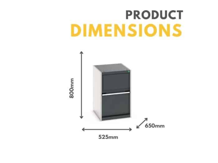 Dimensions of Bott Dark Grey Waste Bin Cupboard 800x525x650mm