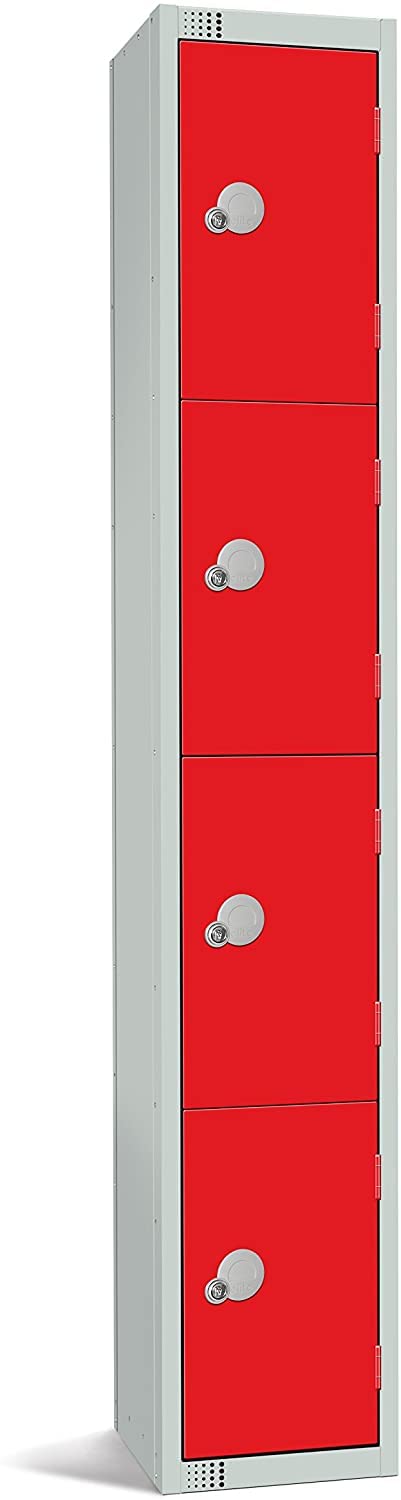 Four Door Compartment Locker - School, Work, Gym Storage Locker - 1800mm H x 300mm W x 300mm D - Black