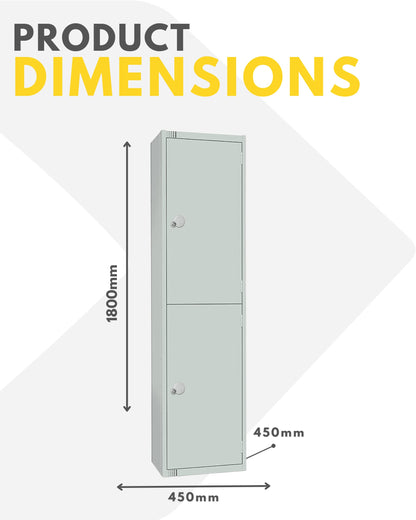 Two Door Compartment Locker - School Work Gym Storage Locker