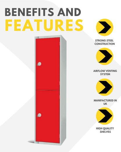Two Door Compartment Locker - School Work Gym Storage Locker