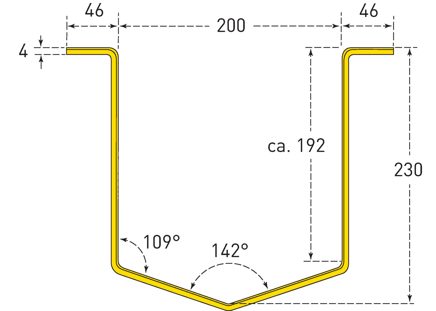 Wall Mounted Steel Pipe Protector 500/292/230 mm Coated, Traffic Yellow, HxBxT 500 x 292 x 230 mm