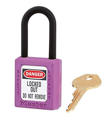 Non-Sparking Non-Magnetic Zenex Lockout Padlock Plastic Shackle 6-Pin Cylinder 38mm Body - Master Key
