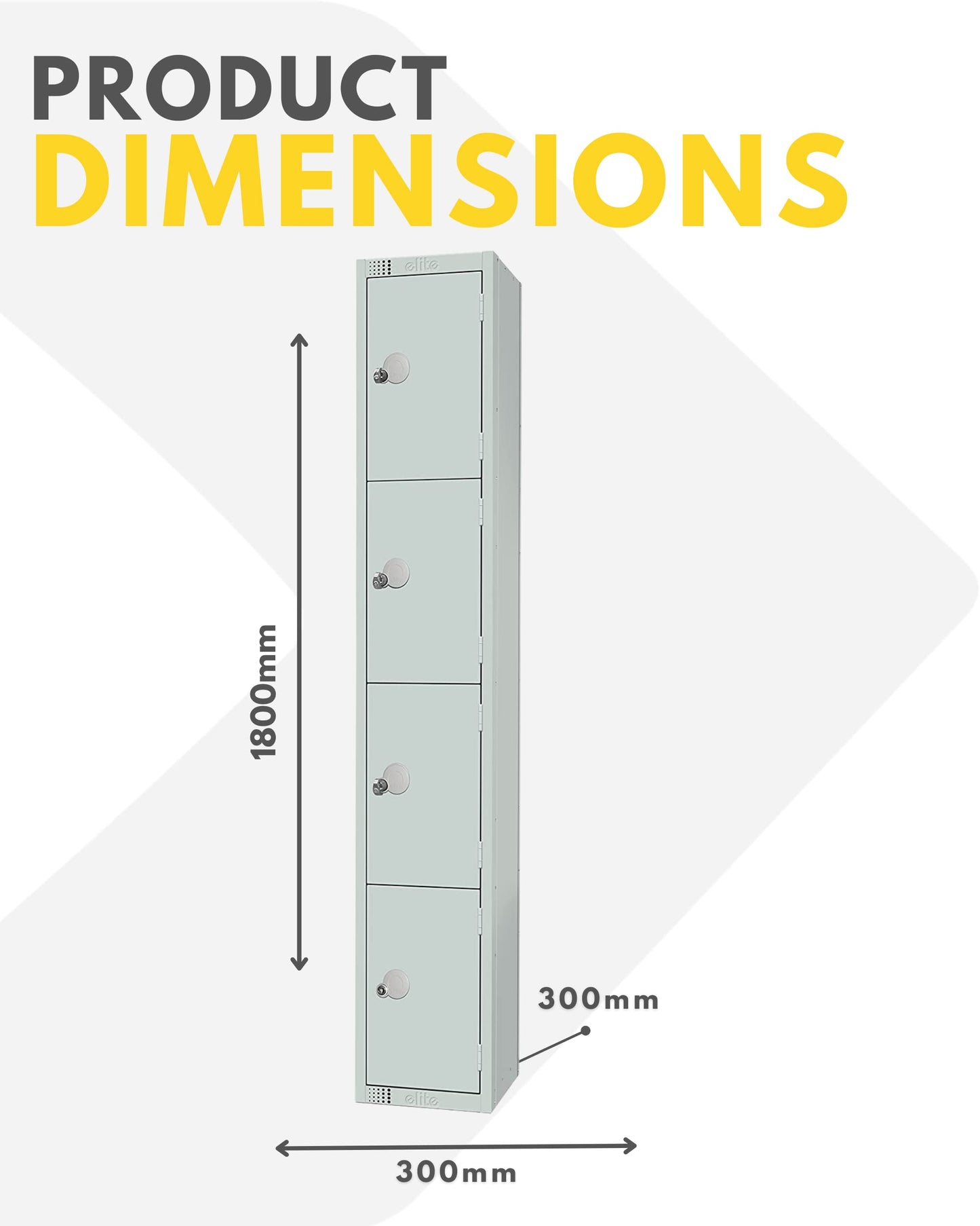 Four Door Compartment Locker - School, Work, Gym Storage Locker - 1800mm H x 300mm W x 300mm D - Black