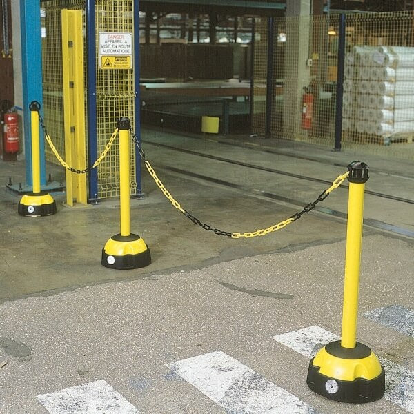 Yellow/Black Chain Post in Warehouse