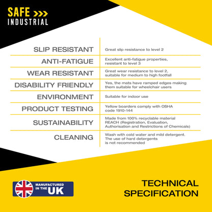Blue Diamond Kumfi Diamond Durable Extra Thick Anti-Fatigue Mat - 90cm x 150cm - Black/Yellow
