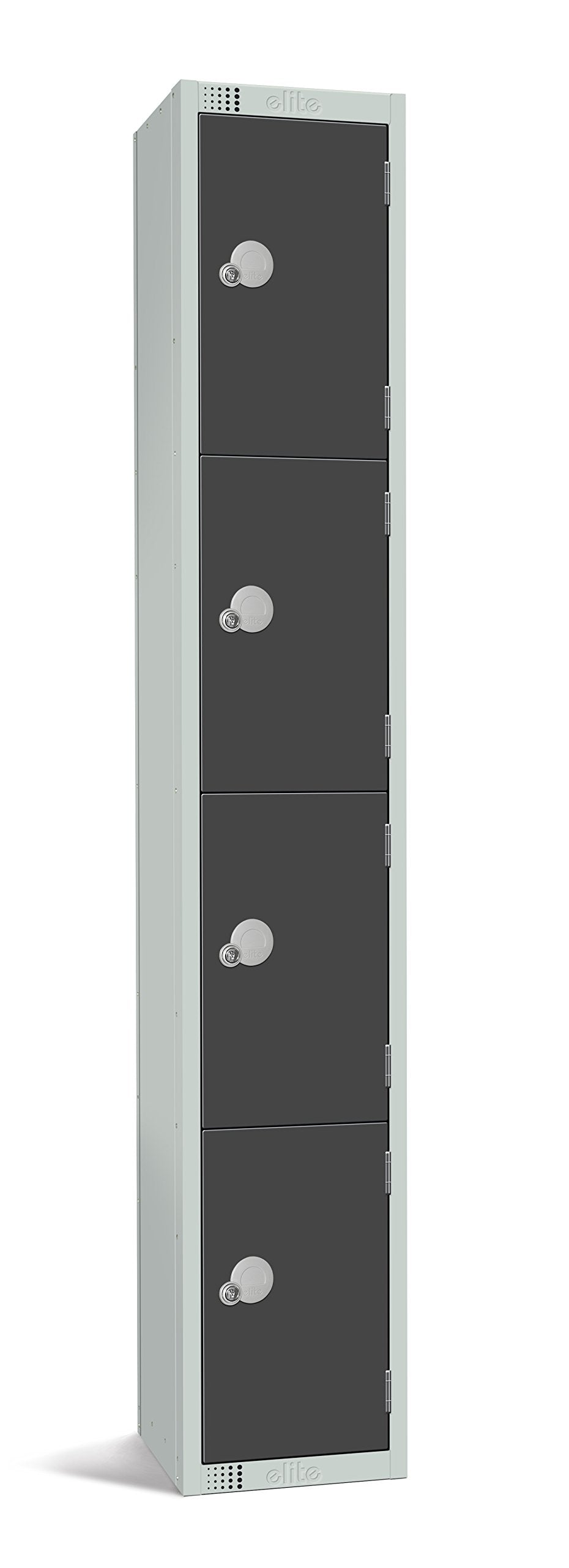 Four Door Compartment Locker - School, Work, Gym Storage Locker - 1800mm H x 300mm W x 300mm D - Black