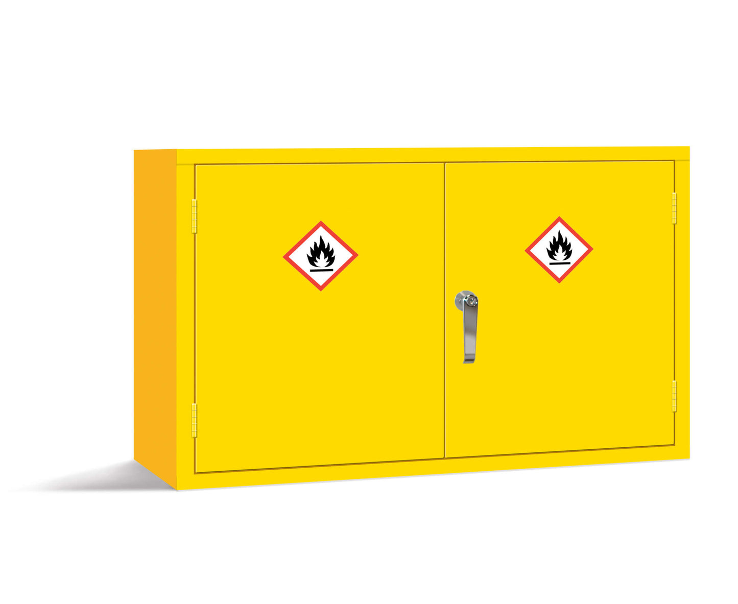 Yellow COSHH Hazardous Substance Cabinet Wall Mounted Closed