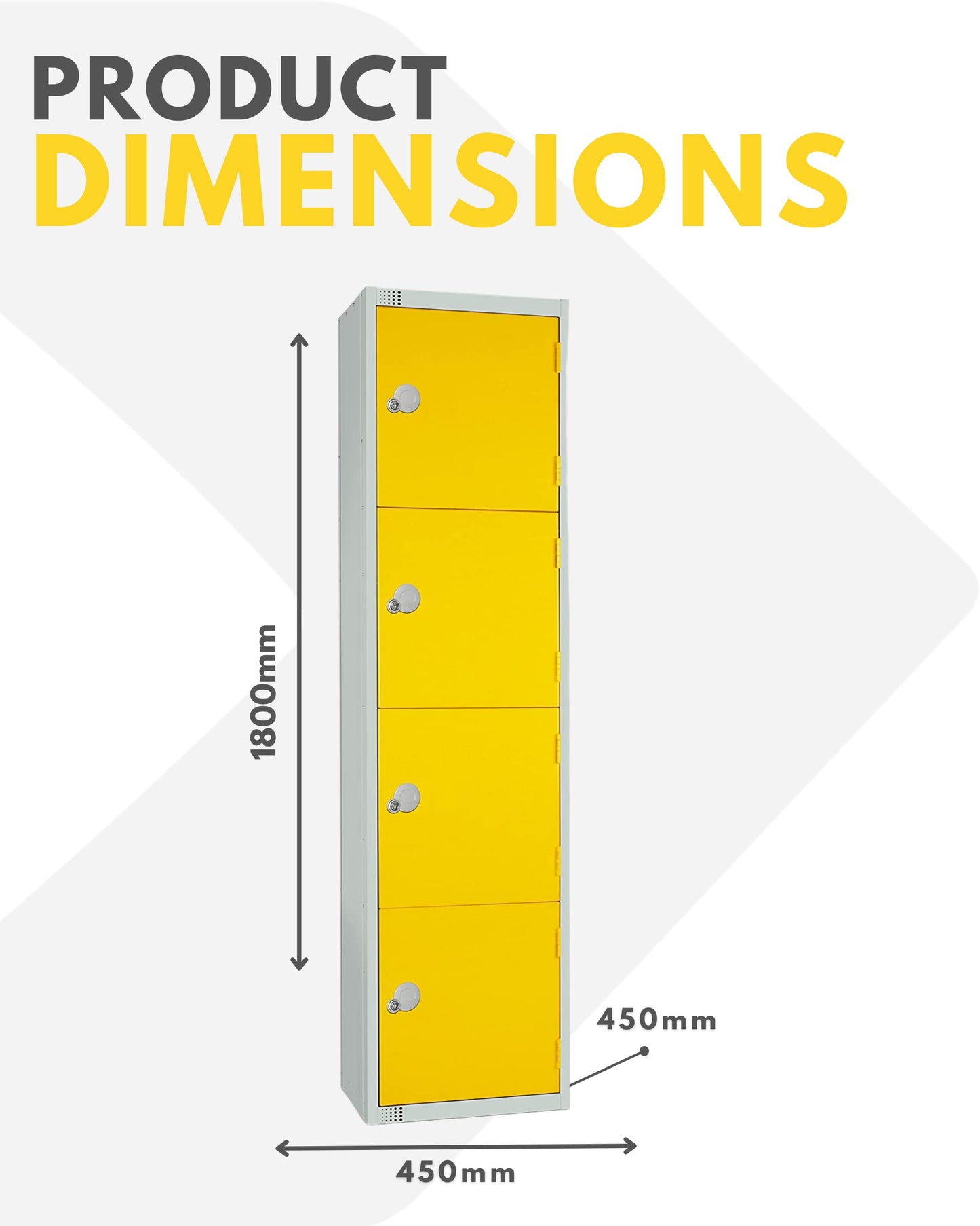 Four Door Compartment Locker - School, Work, Gym Storage Locker - 1800mm H x 300mm W x 300mm D - Black