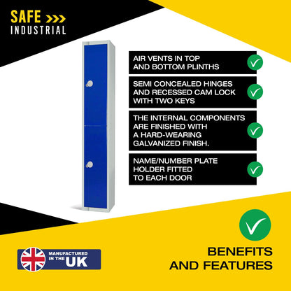 Two Door Compartment Locker - School Work Gym Storage Locker