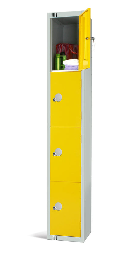 Four Door Compartment Locker - School, Work, Gym Storage Locker - 1800mm H x 300mm W x 300mm D - Black