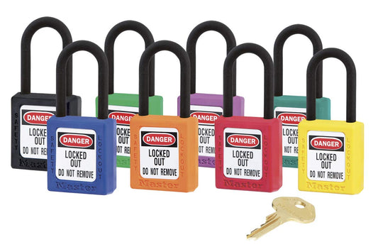 Non-Sparking Non-Magnetic Zenex Lockout Padlock Plastic Shackle 6-Pin Cylinder 38mm Body - Master Key