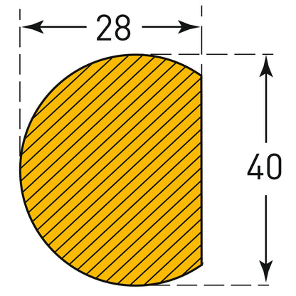 Impact protection Surface protection circle 32/40/32 - Self-Adhesive 1,000mm Lengths - Yellow/Black