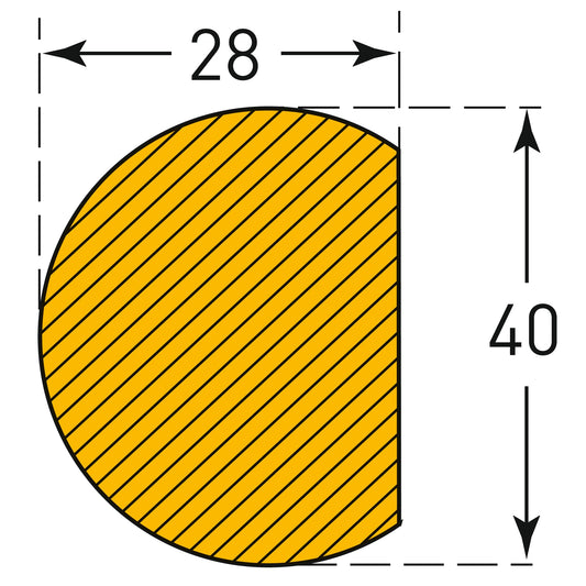 Impact protection Surface protection circle 32/40/32 - Self-Adhesive 1,000mm Lengths - Yellow/Black