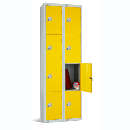 Four Door Compartment Locker - School, Work, Gym Storage Locker - 1800mm H x 300mm W x 300mm D - Black