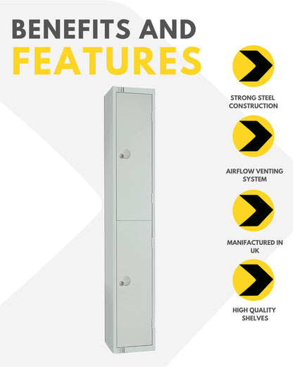 Two Door Compartment Locker - School Work Gym Storage Locker