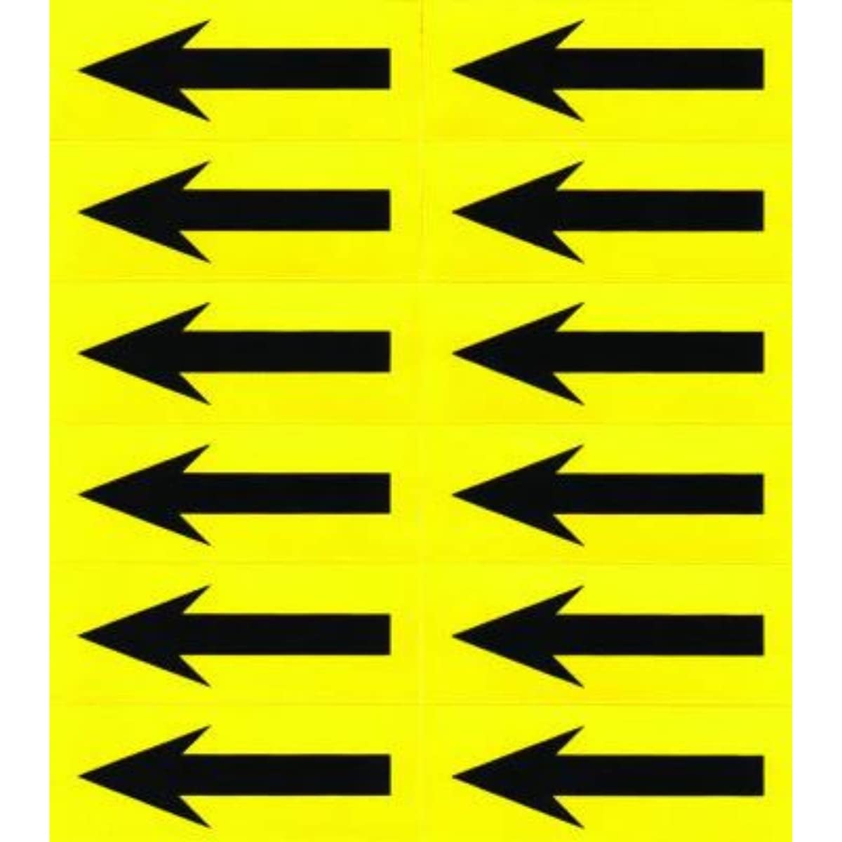 High Visibility Yellow/Black Arrow Labels - Self-Adhesive Vinyl Labels - Arrows - 19mm high x 14mm Wide (36 Labels Per Card)