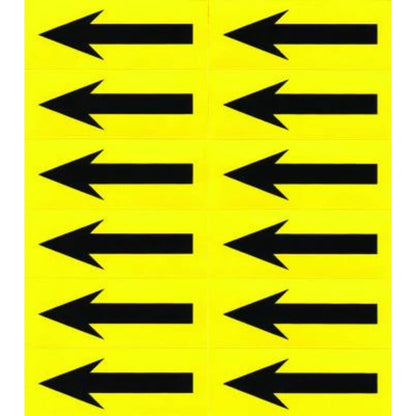 High Visibility Yellow/Black Arrow Labels - Self-Adhesive Vinyl Labels - Arrows - 19mm high x 14mm Wide (36 Labels Per Card)