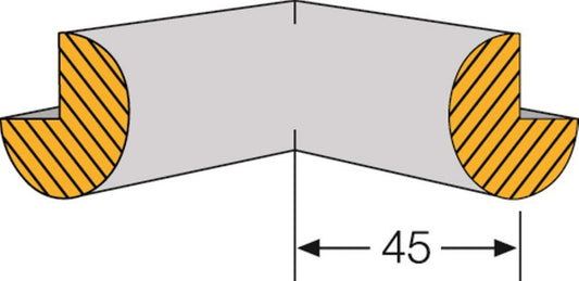 Impact protection edge protection circle edge length 45 mm inner corner, double-edged, black, self-adhesive