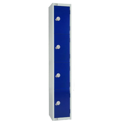 Four Door Compartment Locker - School, Work, Gym Storage Locker - 1800mm H x 300mm W x 300mm D - Black