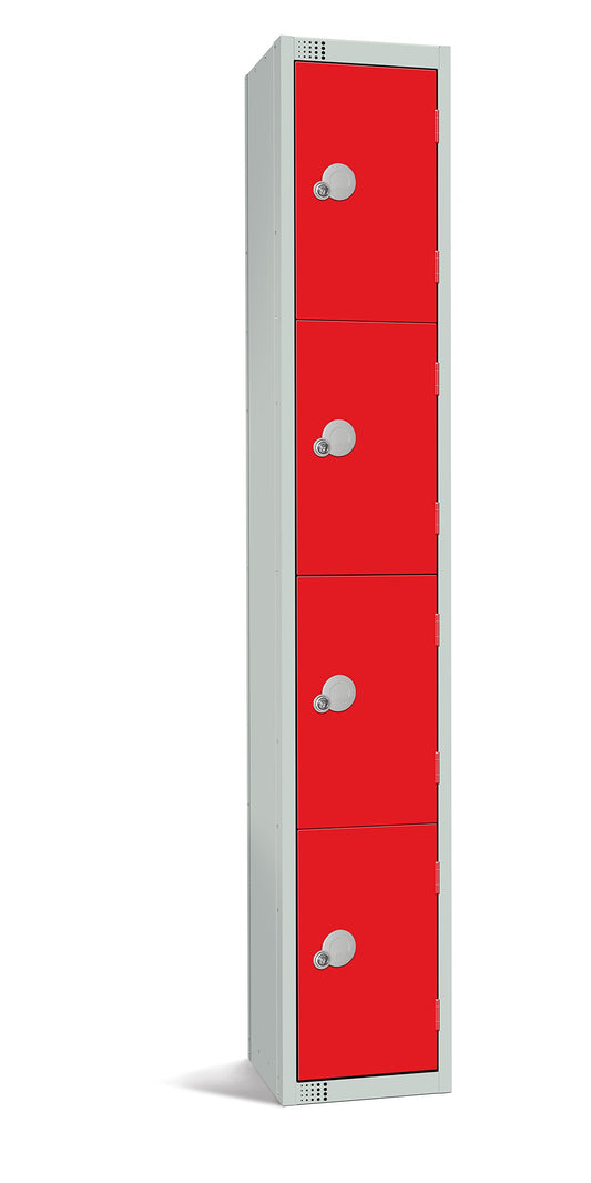 Four Door Compartment Locker - School, Work, Gym Storage Locker - 1800mm H x 300mm W x 300mm D - Black