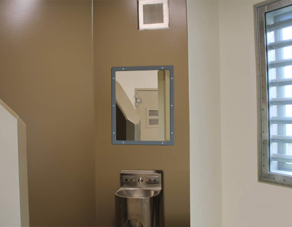 Anti-Ligature Vanity Mirrors - Institutional Flat Stainless Steel Wall Mounted Vanity Mirrors - 500mm x 400mm