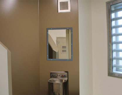 Anti-Ligature Vanity Mirrors - Institutional Flat Stainless Steel Wall Mounted Vanity Mirrors - 500mm x 400mm