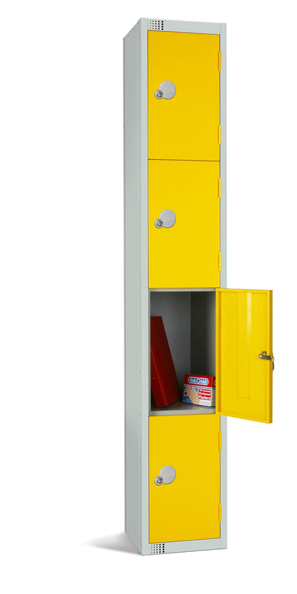 Four Door Compartment Locker - School, Work, Gym Storage Locker - 1800mm H x 300mm W x 300mm D - Black