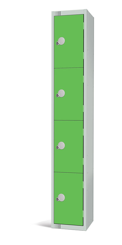 Four Door Compartment Locker - School, Work, Gym Storage Locker - 1800mm H x 300mm W x 300mm D - Black