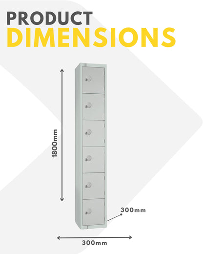 Six Door Compartment Locker - School Work Gym Storage Locker