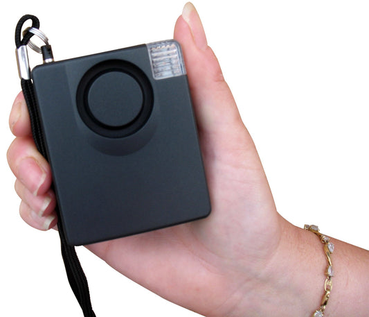Personal Attack Alarm with Torch - Spring Clip & Pull Cord - Black