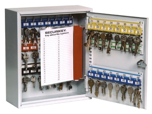 System 48 Deep Key Cabinet Key Locking - Durable, Resistant, Steel Locker, Can Hold 48 Key Bunches (D.12 x W.30 x H.35.5 cm - Light Grey)