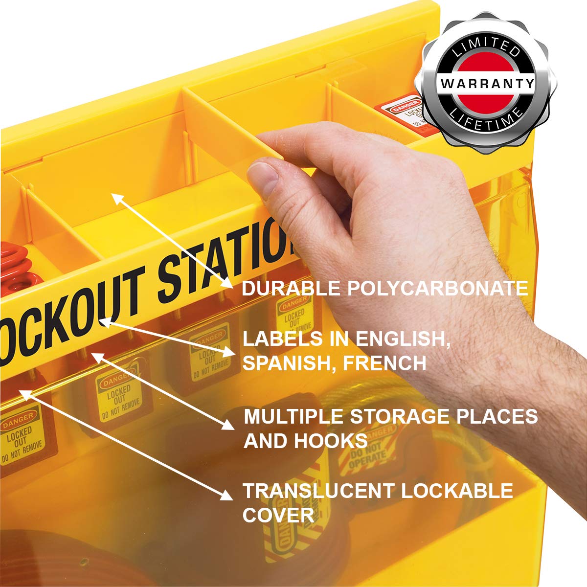 Master Lock S1850 Lockout Station with Cover and 8 Hooks