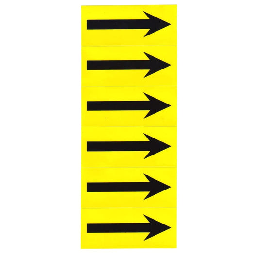 High Visibility Yellow/Black Arrow Labels - Self-Adhesive Vinyl Labels - Arrows - 19mm high x 14mm Wide (36 Labels Per Card)