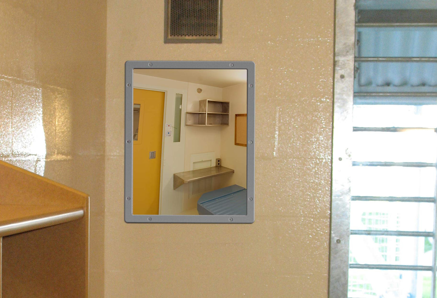 Anti-Ligature Vanity Mirrors - Institutional Flat Stainless Steel Wall Mounted Vanity Mirrors - 500mm x 400mm